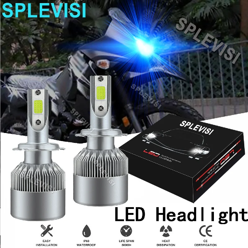 LED Headlight Bulbs 45W H7 Ice Blue For Kawasaki KLR650 2008 2009 2010 2011 2012 2013 2014 2015 2016 2017 2018 2019 2020 2021