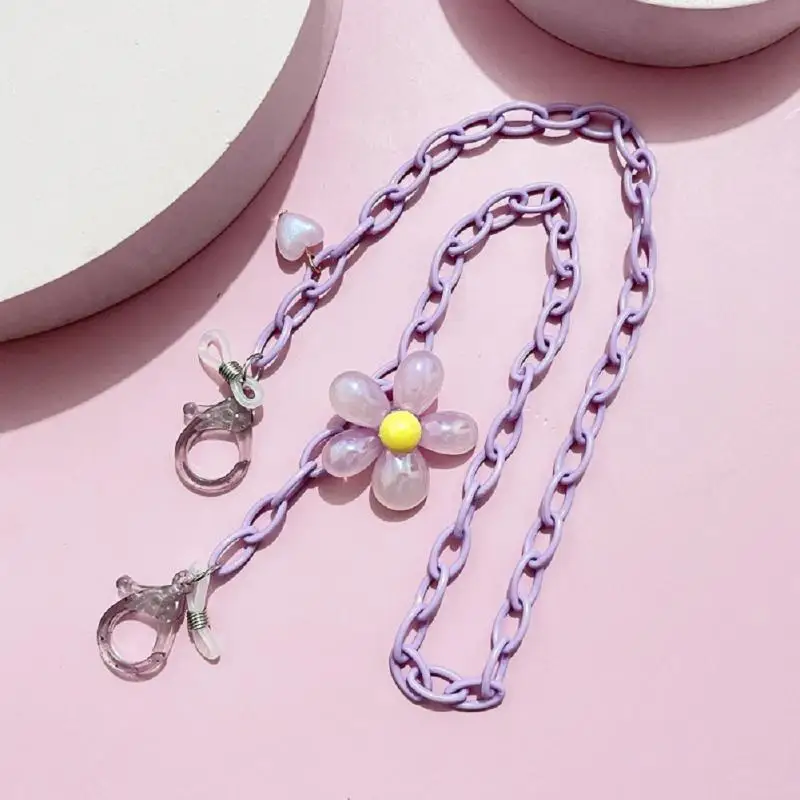 Popular Love Flower Children Mask Chain Candy Color Chain Glasses Chain Anti-lost Chain Lanyard Sunglasses Accessory Necklace