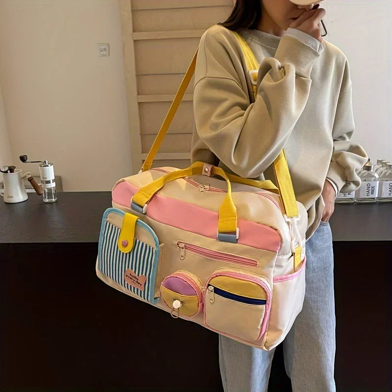 

Dopamine Casual Travel Bag for Women Lightweight Gym Yoga Swim Fitness Duffel Short Trip Business Trip Carry Large Handbags