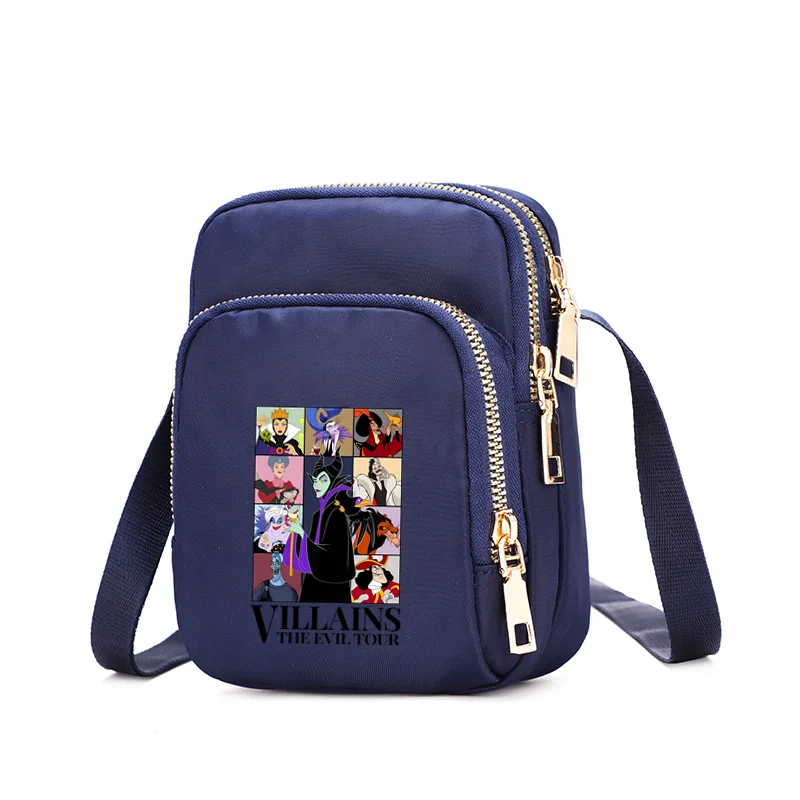 Disney Villain Nylon Women\'s Bag Zipper Crossbody Bags Mobile Phone Lady Female Casual Women\'s Handbag Wrist Female Pouch Bags