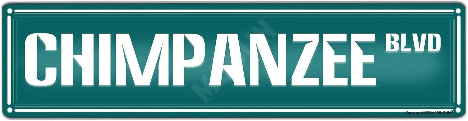 Chimpanzee Blvd Sign, Chimpanzee Sign Chimpanzee Decor,Funny Wall Decor For Home Farmhouse Man Cave Bathroom Bar, Quality Metal