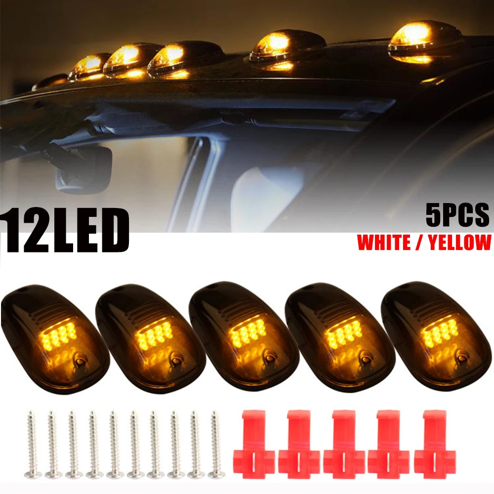 

5Pcs Led Car Lights Cab Marker Roof 12LED Light F150 Pickup Truck Light Dodge RAM Headlight Keyboard Shape Car Lights Off Road