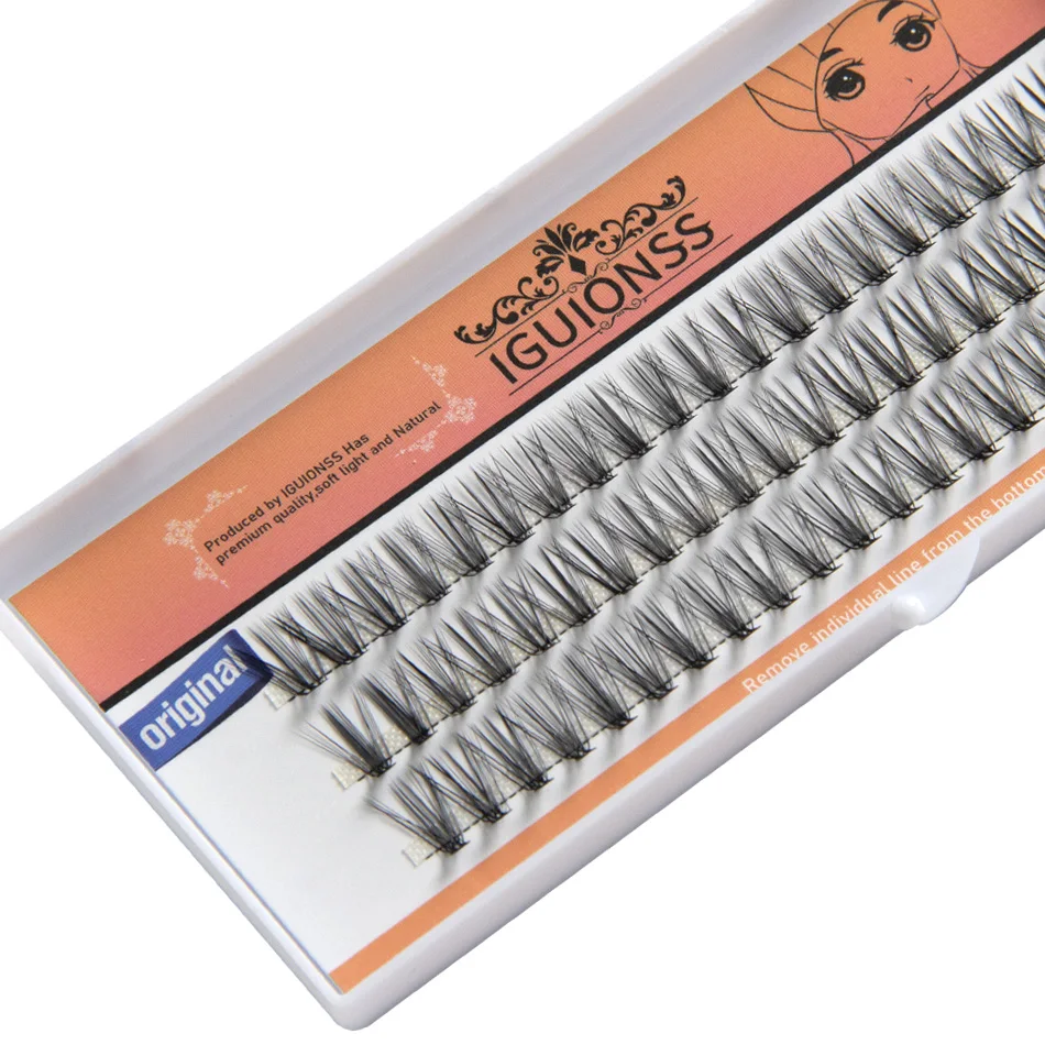 IGUIONSS 3D Fluffy Fake lashes L Curl Super Cluster Eyelash Extension Natural Individual Lashes Silk Eyelash Extension Supplies