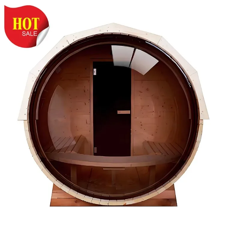 Customized New Design Canadian Cedar Single Person Wooden Outdoor Steam Sauna Room with Smart Control Panel for Home Spa