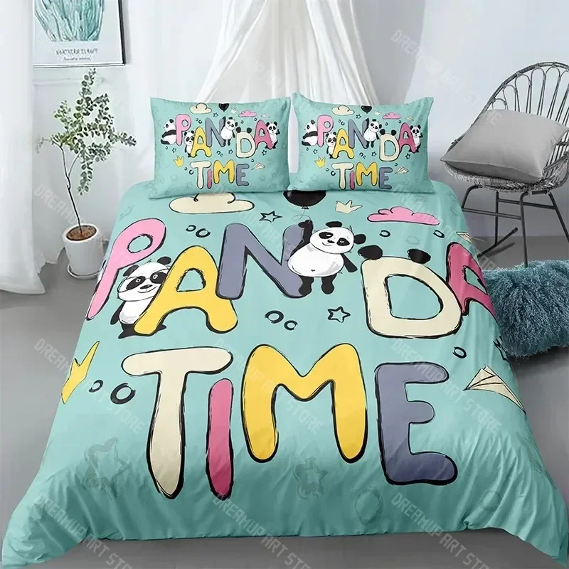 

Panda Printed 2_3pcs Bedding Set Bamboo Duvet Cover For Adult Child Bedclothes And Pillowcases Comforter Covers Bed Sets