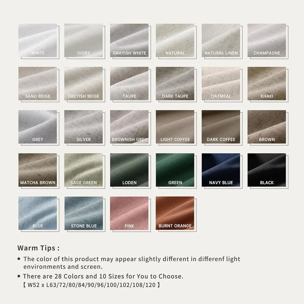 Cream Beige Linen Blackout Curtains, 52x84, 2-Panel Set for Bedroom, 84 Inch Length, Neutral Thermal Insulated Drapes for Living