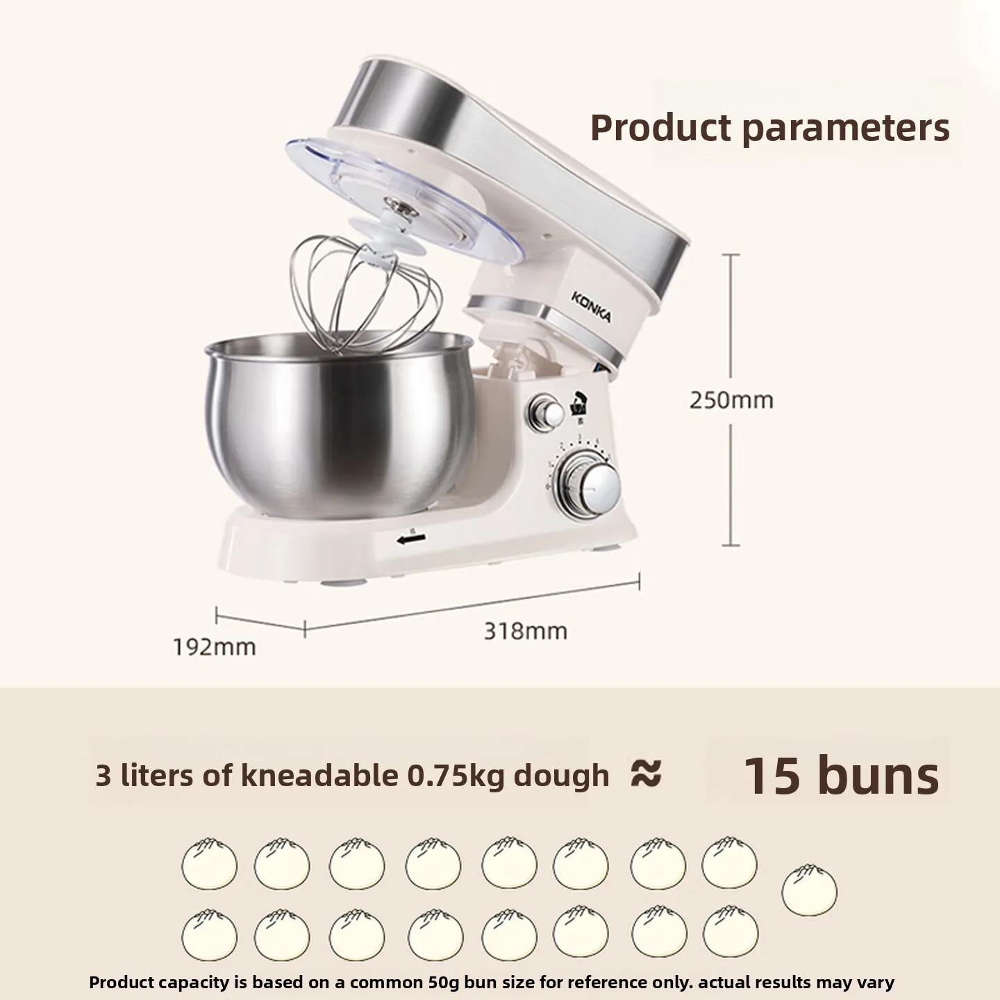 KCSJ-0301-A 3L Stand Mixer Automatic Dough Kneading Whisk Cream Egg Mixing Splash Guard Basic Set for Home Baking Daily 스탠드 믹서