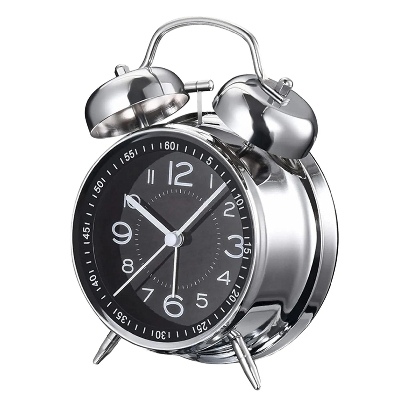 Double Bell Mechanical Alarm Clock Stylish Metal Design with Night Light Feature Reliable Wake Up Call for Any Room