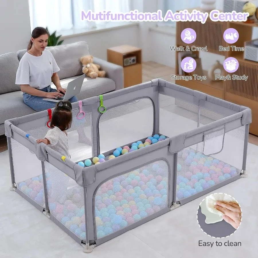 Large Baby Playpen 71×47 Inch, Big Play Pens for Babies and Toddlers- Indoor & Outdoor Kids Safe Play Area, Soft Breathable Visi