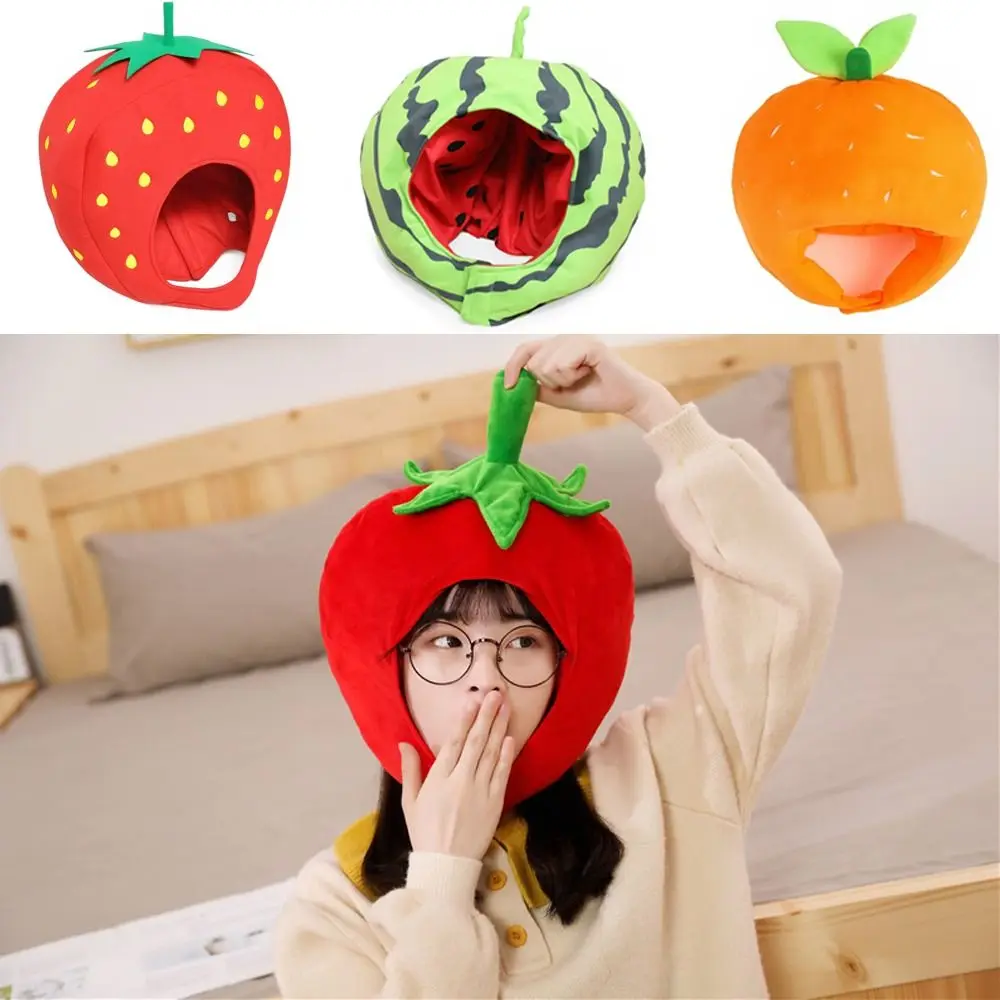 

Funny Cartoon Design Fruit Hat Adjustable Soft Orange Hat Watermelon Hat Cosplay Headgear