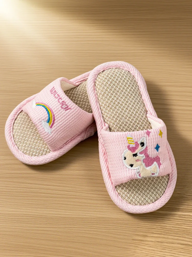 

Unicorn boys and girls home slippers kids linen indoor home slippers