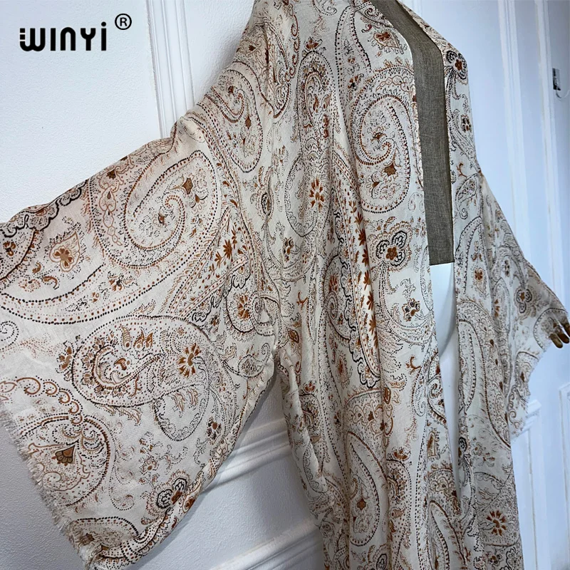 WINYI summer outfit kimono africa anacardi stampa beach cover up maxi dress cardigan beach wear donna abaya dubai luxury