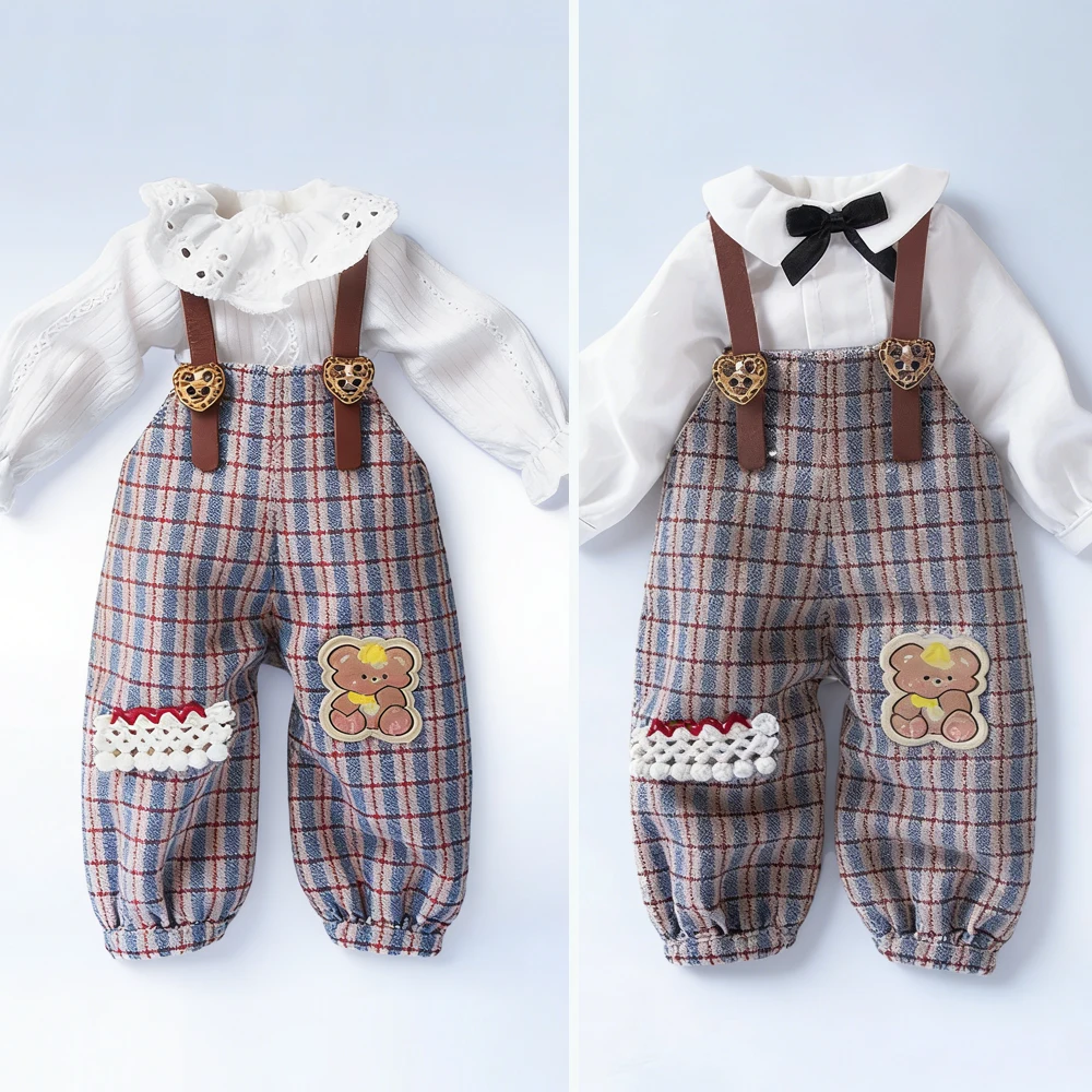 Blyth ملابس عادية منقوشة وزرة حللا السراويل طويلة الأكمام التلبيب قمصان ل Ymy Licca Azones Ob22 24 Ob27 إكسسوارات دمي