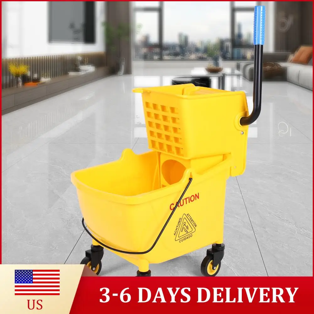 

24-литровое ведро для швабры с отжимом, износостойкое пластиковое ведро-отжиматель для швабры, многофункциональное ведро для уборки для отелей, дома, ресторанов, холлов