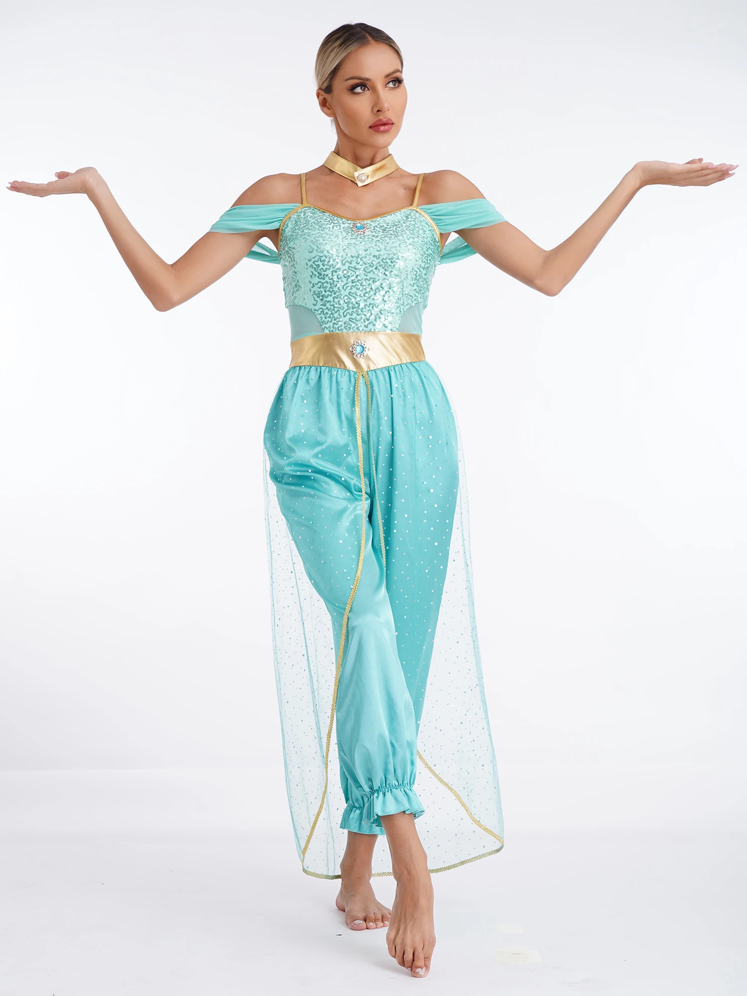 

Womens Belly Dance Costume Roleplay Carnival Festival Arabian Princess Cospaly Costumes Egypt Indian Oriental Dancing Jumpsuit