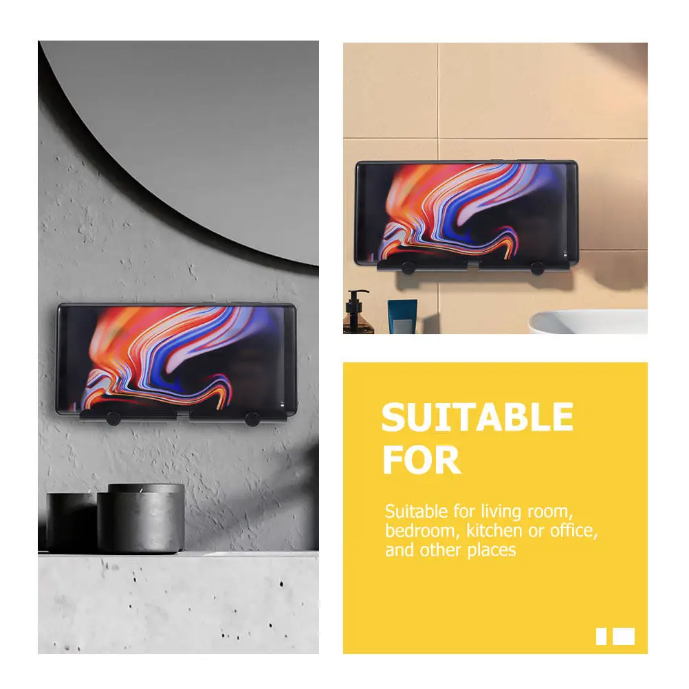 Phone Storage Organizer Adhesive Stand Wall Mount for Smartphones Suitable Glass Mirrors Phone Bracket Bedroom Kitchen view 4