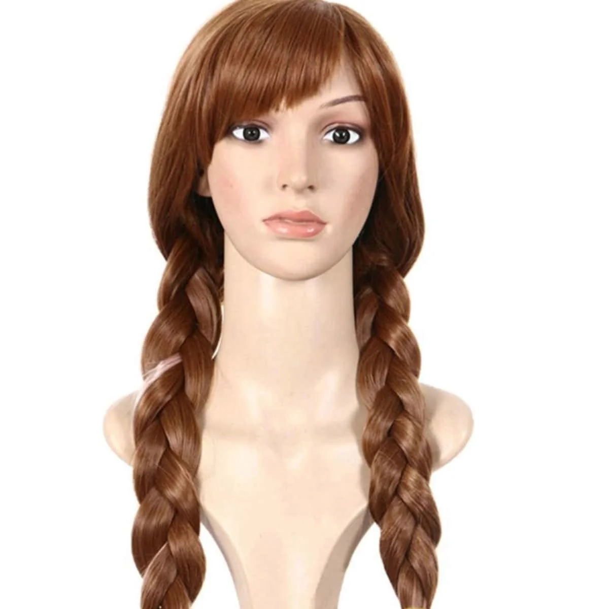 Princess Cosplay Wig for Women Braided Brown Frozen Anna Princess Cosplay Wig for Girls Braid Women\'s Wigs for Costume Halloween