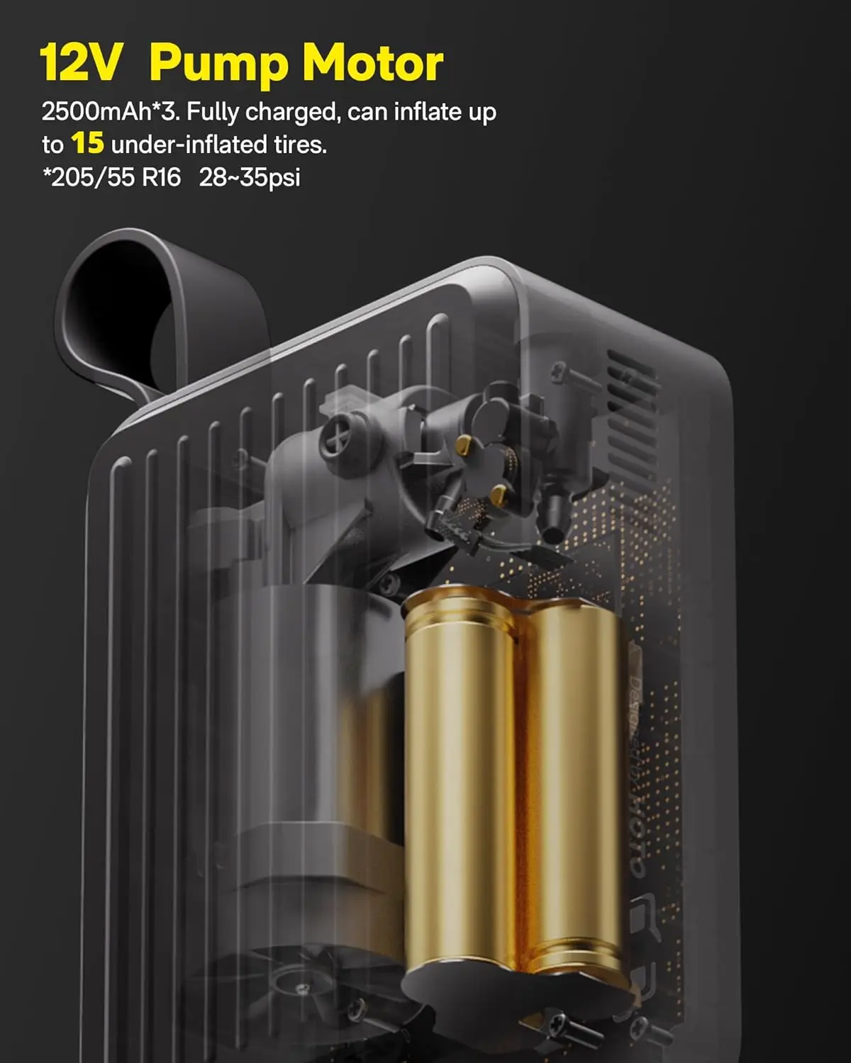 Portable Electric Air Pump with Digital Gauge, 120PSI for Car Motorcycle Bike Ball, Cordless Fast Inflation