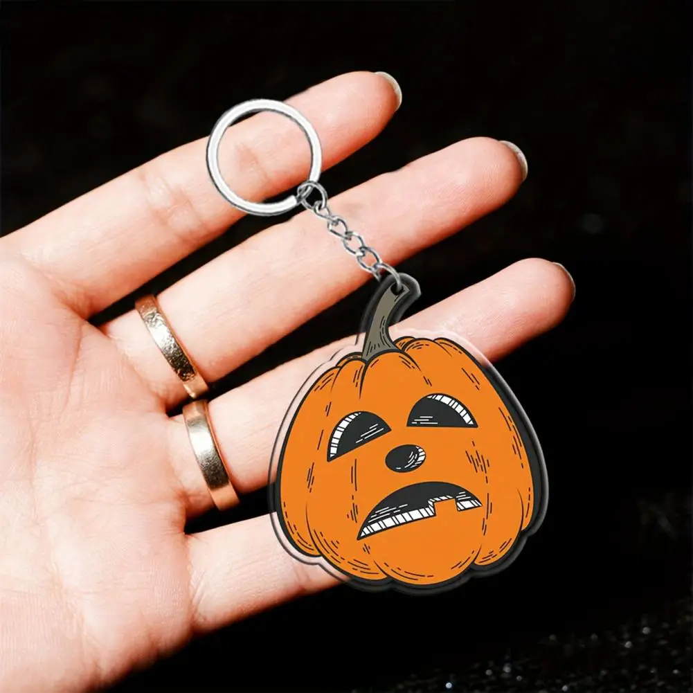 Pumpkin Face Bag Charm Halloween Pumpkin Acrylic Keychain Double-sided Pumpkin Head Key Ring Decorative Backpack Car for Holiday