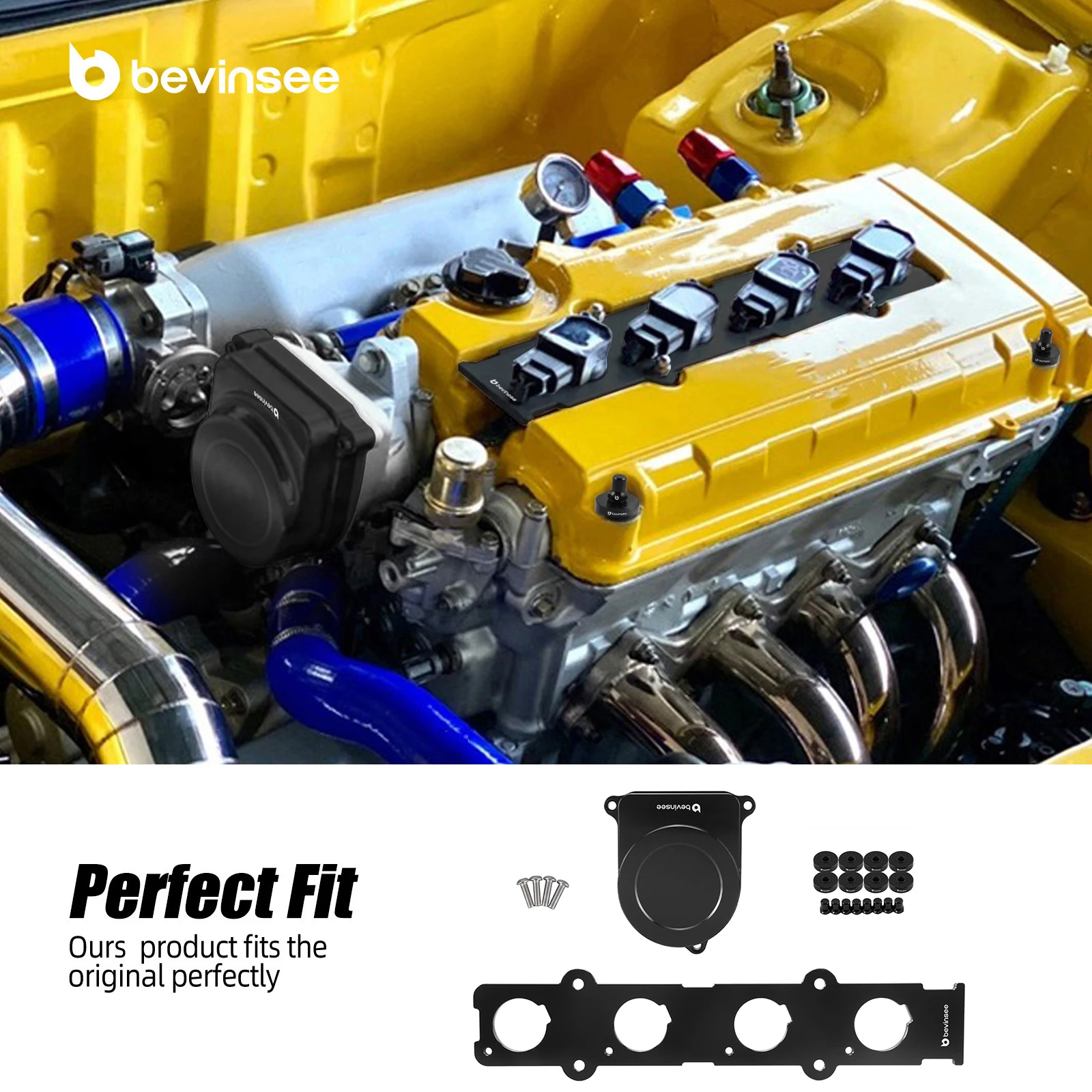 Cop Distributor Cap Plate & Coil On Plug COP Adapter Plate & Valve Cover Washer Seals Bolt Nuts for Honda Civic Si/Del Sol Si view 6