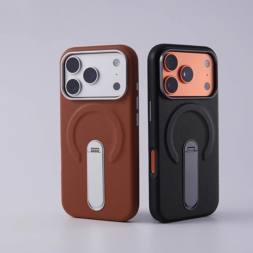 Luksusowe etui biznesowe z obrotową podstawką i skórzanym wykończeniem do iPhone 18 17 Pro Max 16 15 14 13, kompatybilne z MagSafe, magnetyczne, matowe, odporne na wstrząsy. — zdjęcie produktu 2