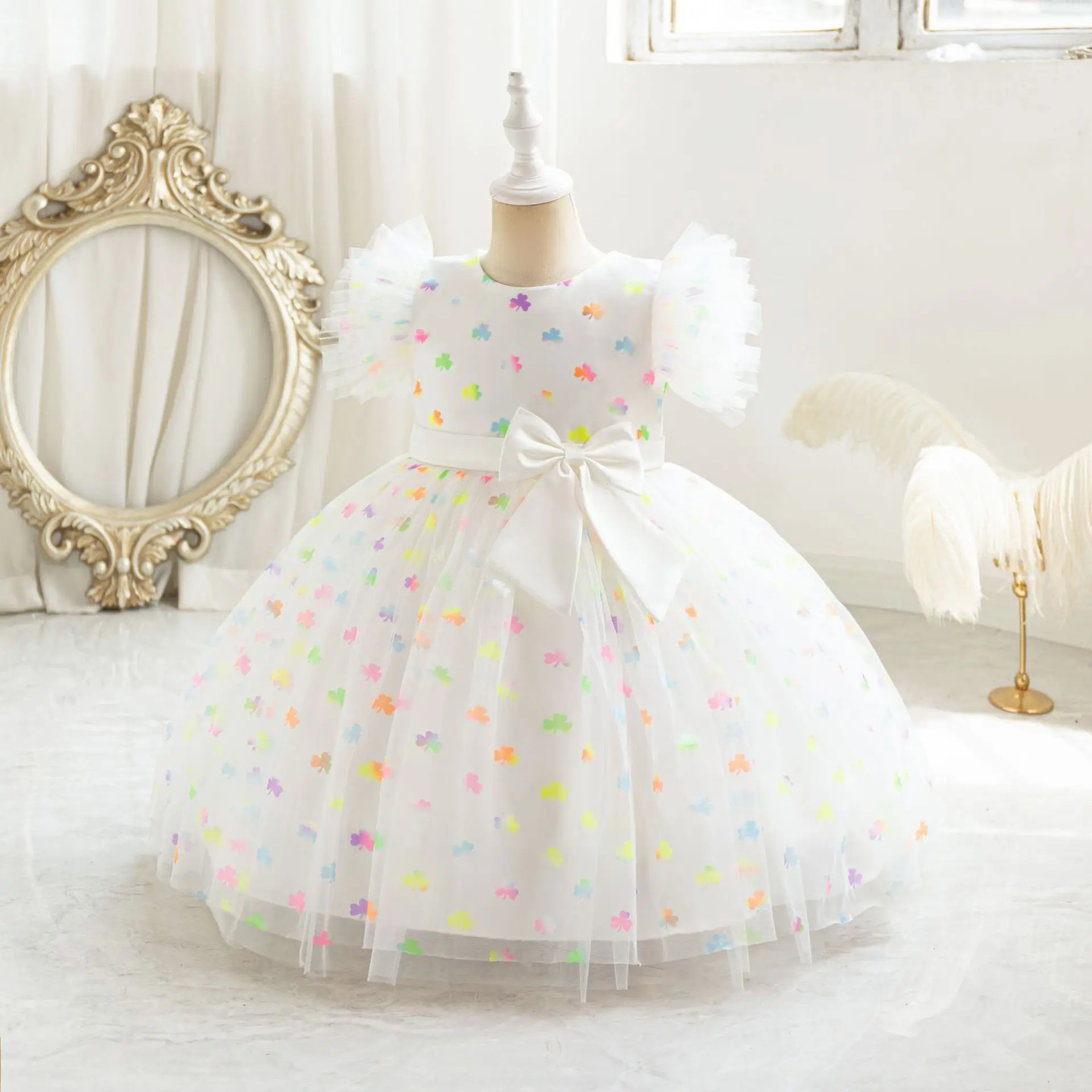 HETISO Maple Leaves Girl Kid\'s Dress Halloween Tulle Baby Dresses Children Princess Birthday Party Gown 2-10 Years