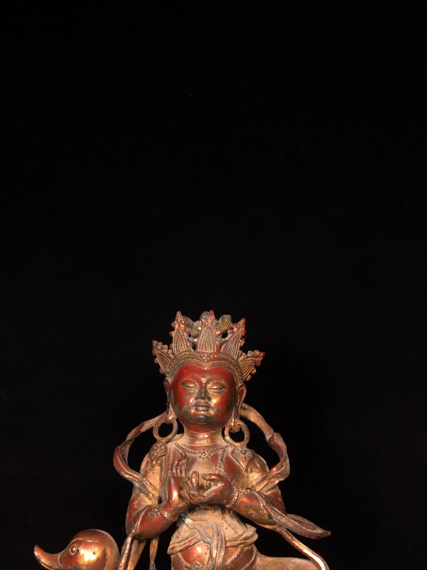 12 "مجموعة معبد التبت البرونزية القديمة الزنجفر الطين الذهب براهما بوذا الرب الله يجلس الله الوحش قاعة العبادة تاون هاوس