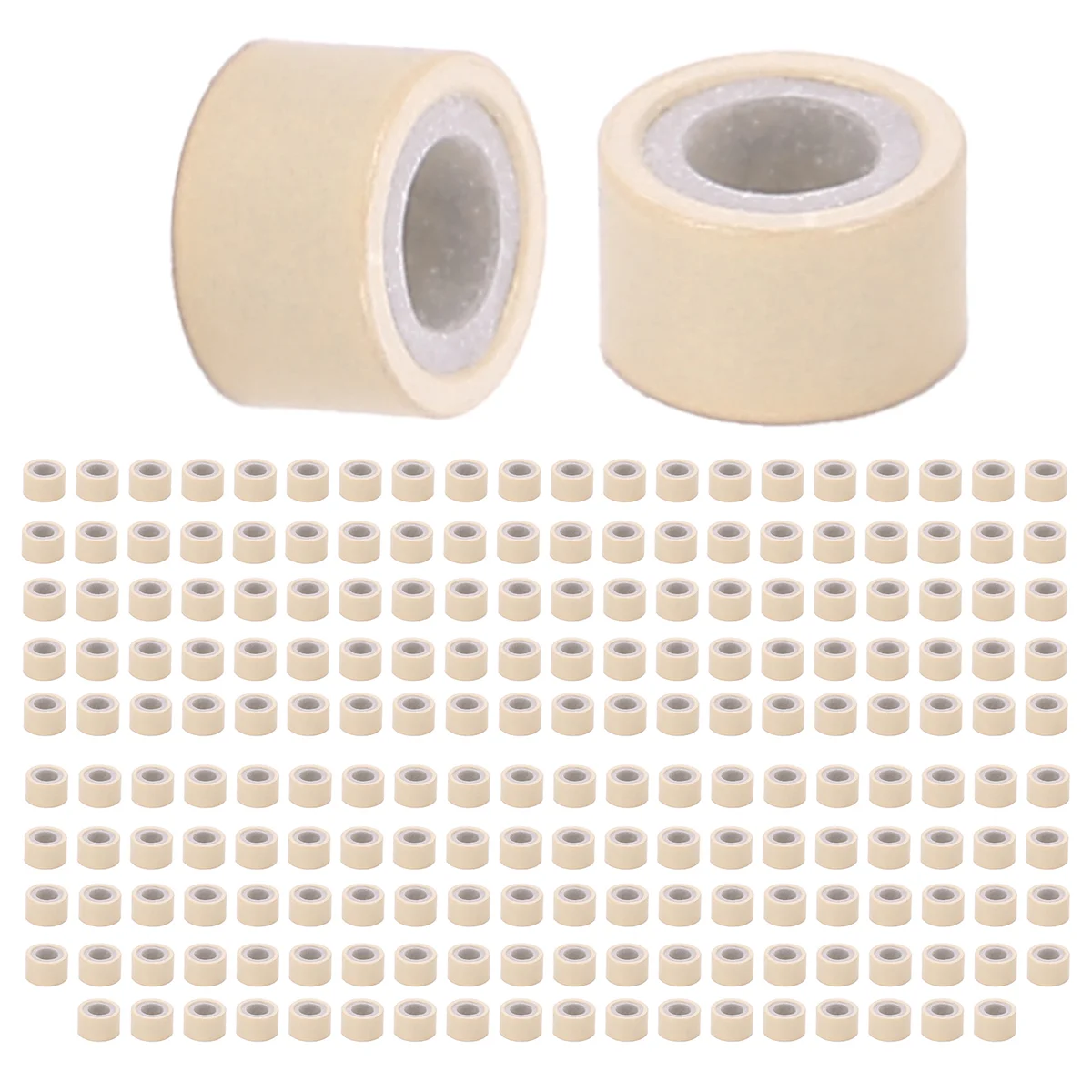 200 micro anelli rivestiti in silicone di colore biondo da 5 mm, collegamenti perline, per estensioni dei capelli