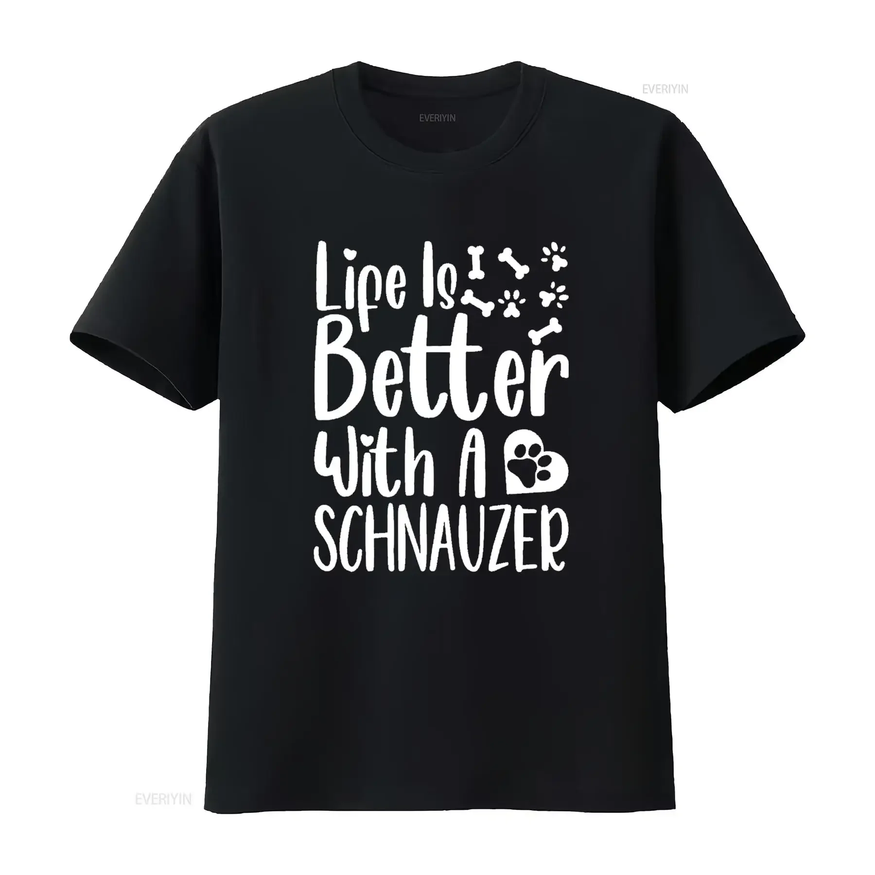 Life Is Better With A Miniature Schnauzer Dog Lover Womens T Shirt Black 2XL vintage Washed Top For Everyday Wear Casual