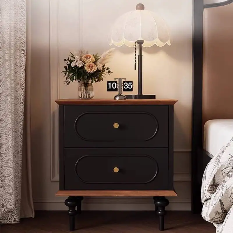 

European Black Wooden Nightstands Modern Organiser Cool Bedroom Nightstands Storage Unique Mesitas De Noche Home Furniture