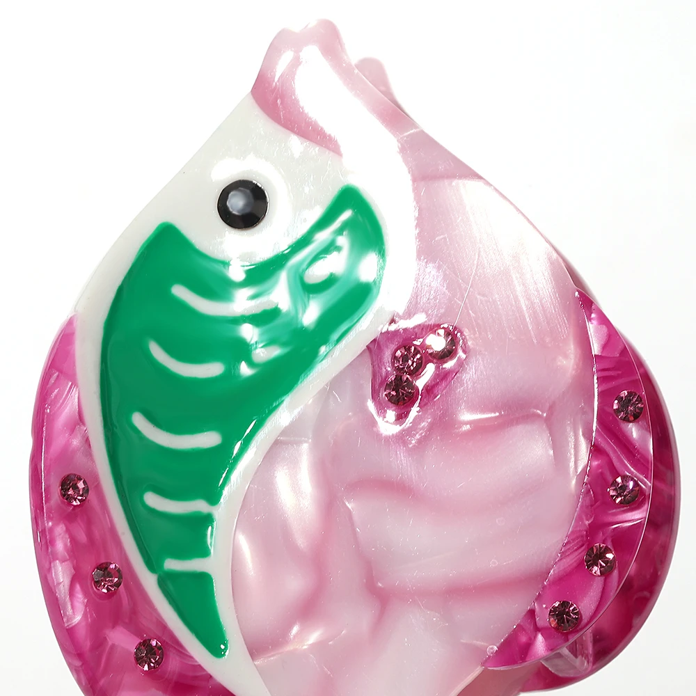 مشبك شعر فاخر من حجر الراين الوردي ، مشبك شعر للأسماك الاستوائية للنساء ، جديد ، حيوان ، هندسي ، ذيل حصان ، مشبك ، إكسسوارات