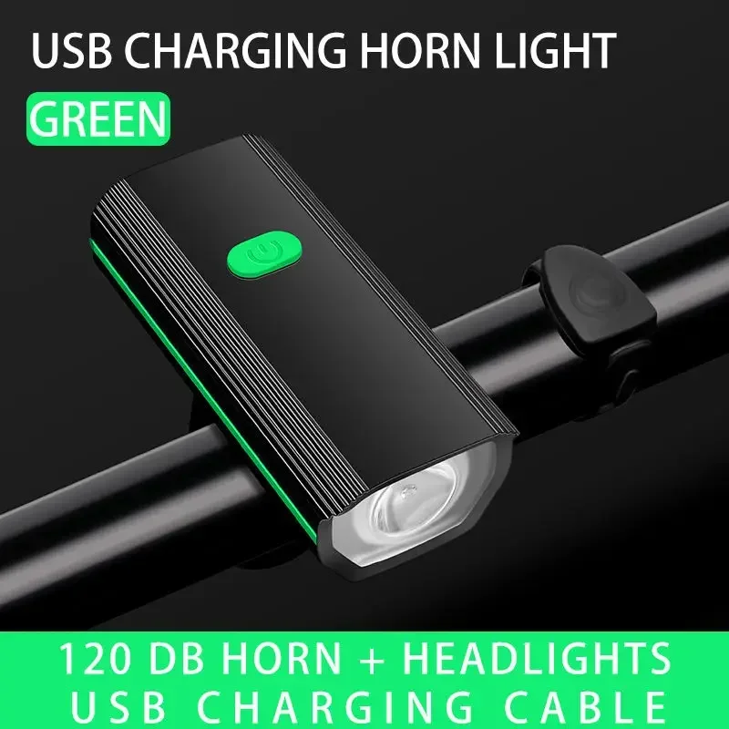 Bocina Con Luz Para Bicicleta De 120 DB, Recargable USB, Faro Y Luz Trasera Con 4 Modos, Impermeable IPX5 Y Batería De 1200 MAh
