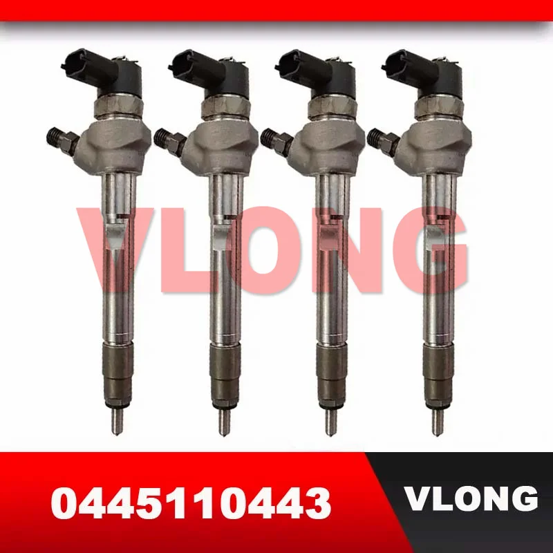 4PCS New Common Rail Diesel Fuel Injector Assembly 0445110443 0445110442 For GREAT WALL HAVAL H3 H5 H6 WINGLE 5 6 GWM STEED V200