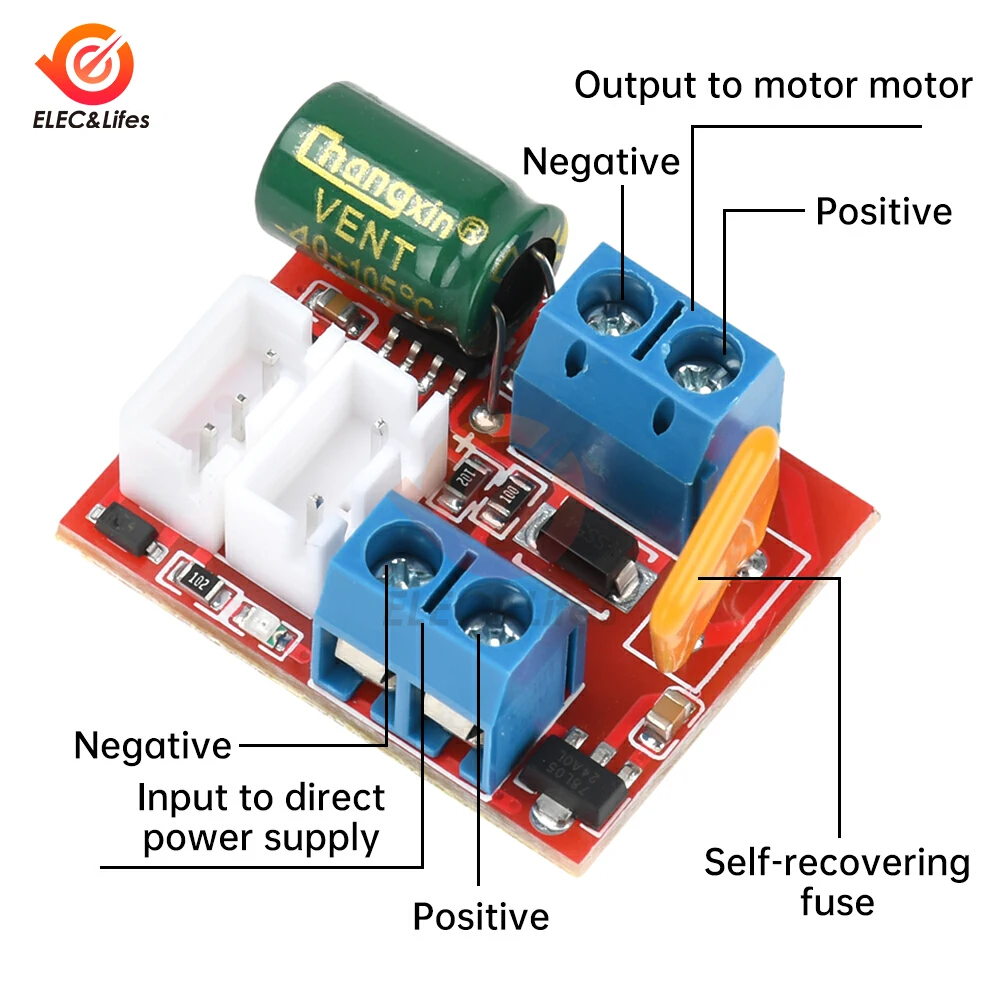Controlador de velocidad del Motor 5A 90W PWM DC 3-35V/4,5 V-35V controlador de Motor de CC de velocidad ajustable con potenciómetro 12V 24V