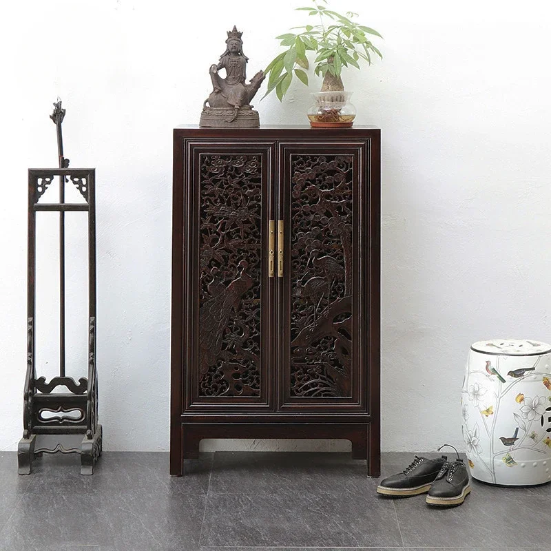 Solid wood home shoe cabinet porch storage side cabinet Fragrant camphor wood dining side storage cabinet