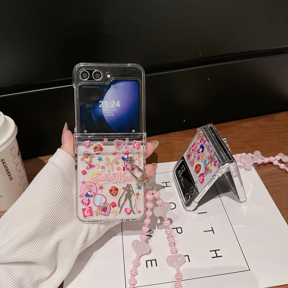 Cute Cartoon Japan Anime Sailor Moon Phone Case For Samsung Galaxy Z Flip 7 Hard PC Back Cover For Z Flip 6 5 4 3 Case view 2