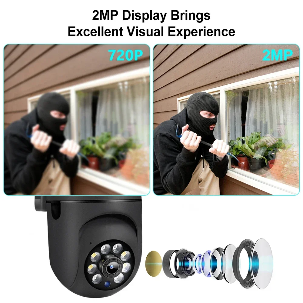 2.4G IP WiFi Camera 360° Rotate Anti-theft Monitor Security Surveillance Cam Auto Tracking Two Way Audio Outdoor Cam HaoMi APP