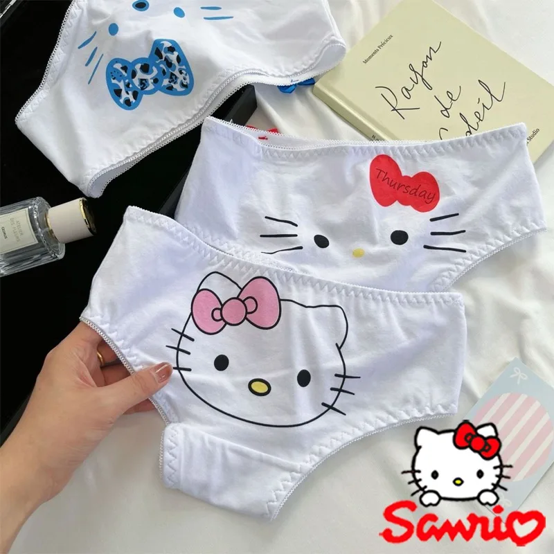 Sanrio Hello Kitty Woman's Triangle Panties Cartoon Sexy Girls Cotton Low-waisted Print Panties Breathable Fashion Underwear