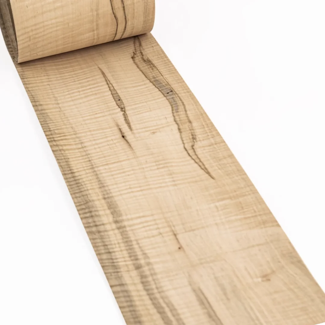 L:2.5M Lebar: 140Mm Tebal: 0.5Mm Figur Maple Bekas Luka Alami Veneer Kayu Speaker Veneer Buatan Tangan Gitar Proyek Rumah