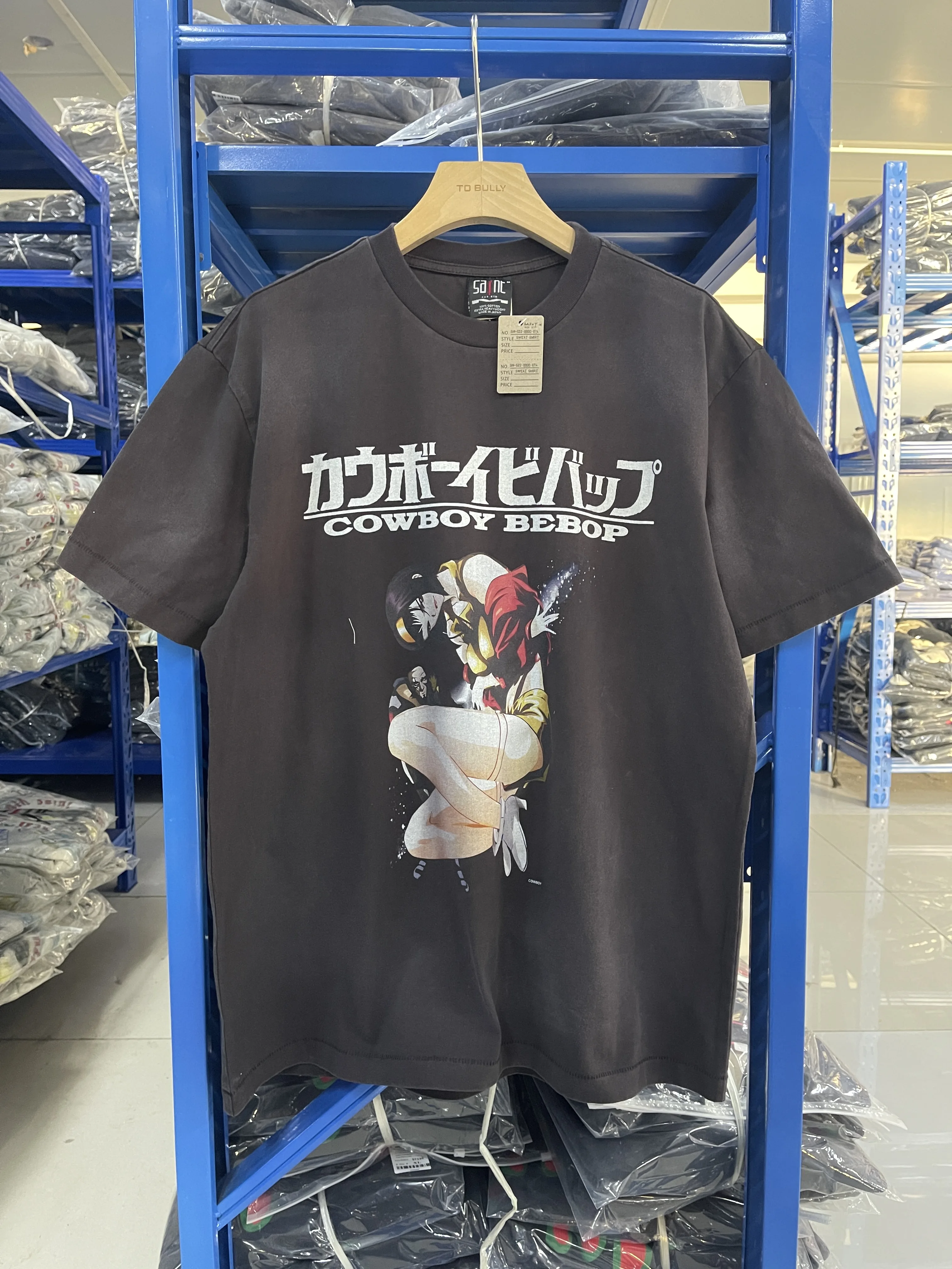 25ss High-quality Anime Portrait Pattern Print Vintage Washed Cotton Short Sleeved High Street Casual Loose Round Neck T-shirt