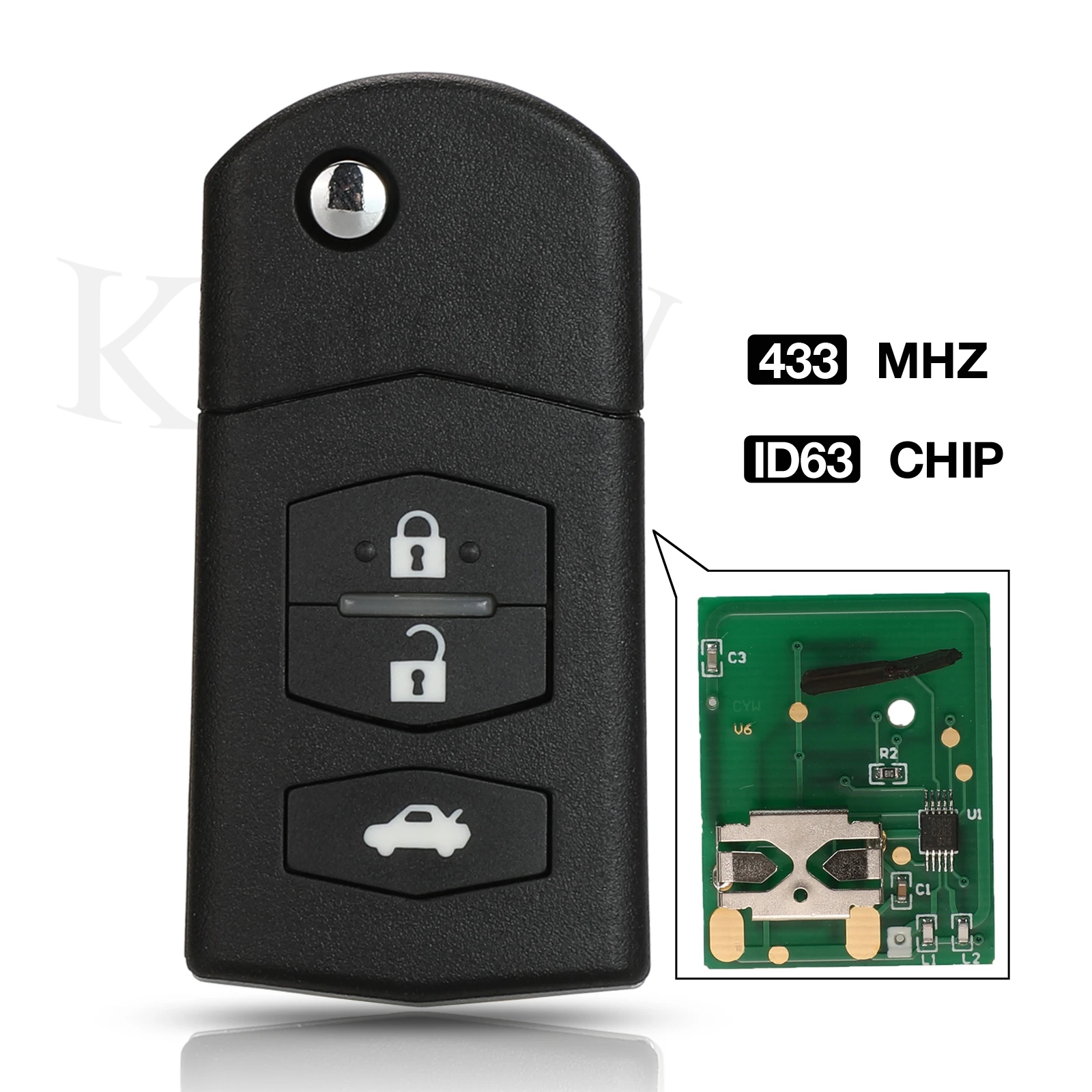 

jingyuqin 3BTN 433MHz 5WK43449D/E/F For Siemens System Flip Car Remote Key Fob For Mazda M2 Demio M3 Axela M5 Premacy M6 Atenza