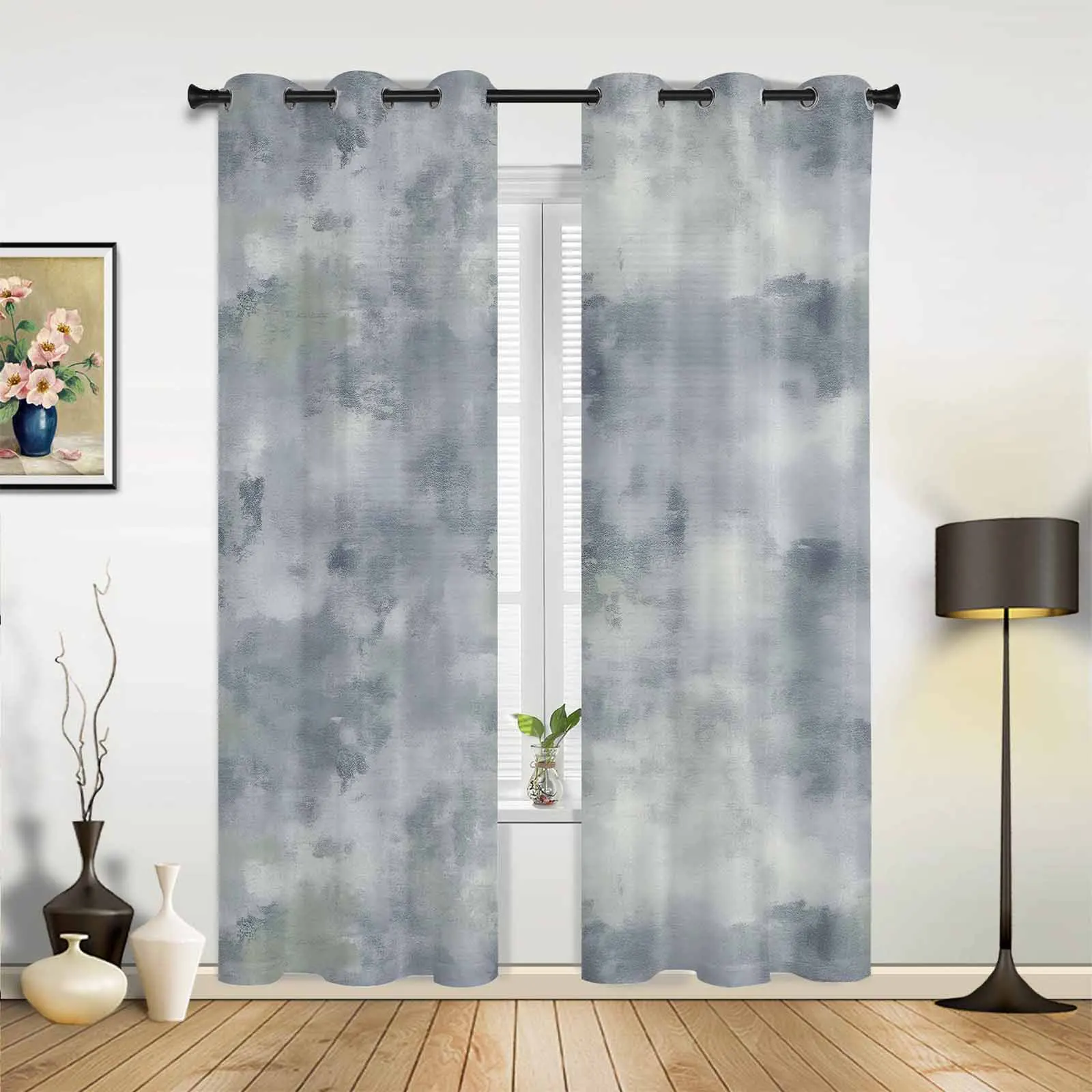 Impressionism Retro Fading Window Curtains Printing Curtains for Living Room Modern Design Bedroom Decor Drapes