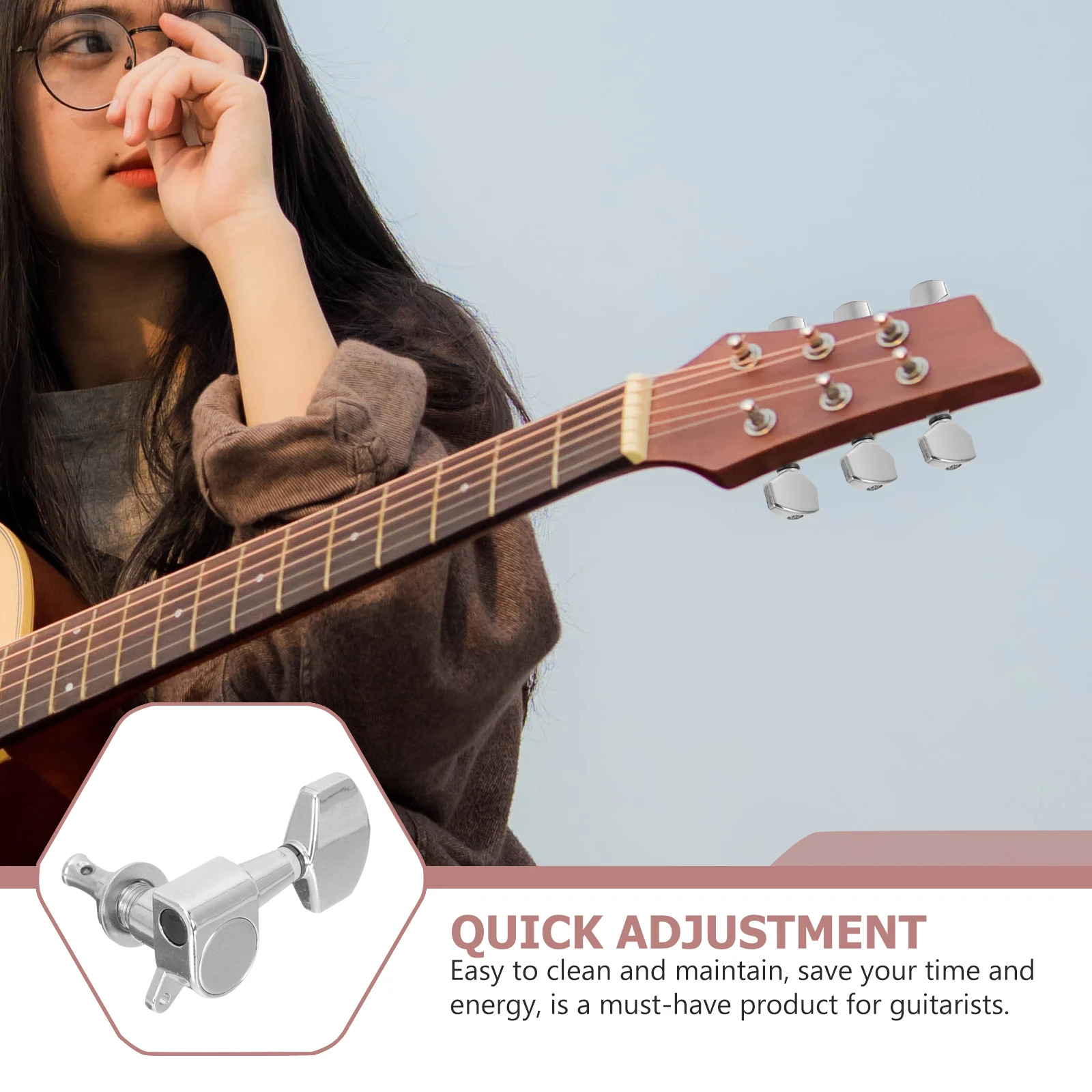 

6 Pcs Guitar Tuners Replacement Accessories Tuning Peg Classical Fine Workmanship Accessory Head Zinc Alloy Pegs for