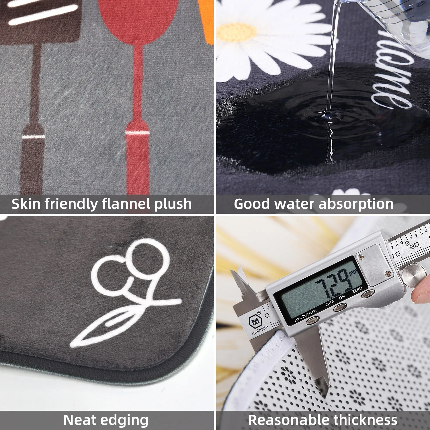 Flannel sponge absorbent mat, kitchen long floor mat, bathroom anti slip, moisture absorbing, machine washable door mat