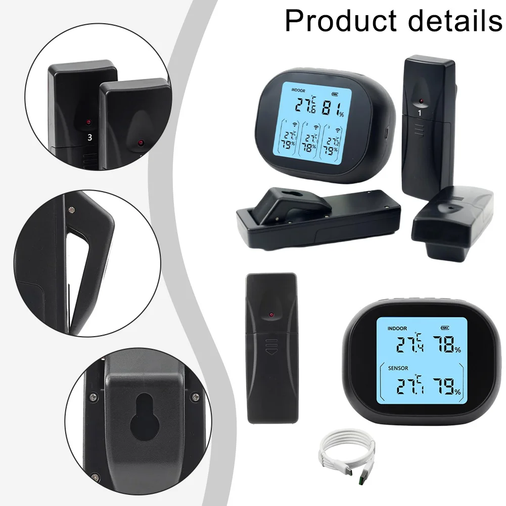 Elektronische hygrometer voor thuis Huishoudelijke thermometer Digitale temperatuursensor 135x120x60mm Verpakking Oplaadbare hygrometer