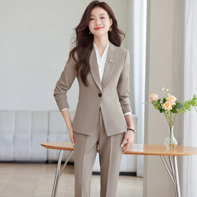 Autumn Winter Formal Uniform Styles Pantsuits with Pants and Jackets Coat Professional Office Work Wear Blazers Business Career