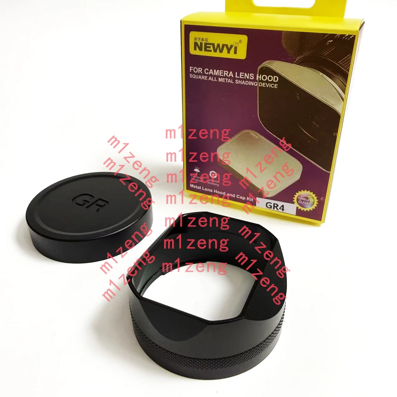 metal Square Lens hood+Cap/Cover protector black Screw-in for RICOH GR4 GRIV GR IV HDF Monochrome Digital camera Lenses