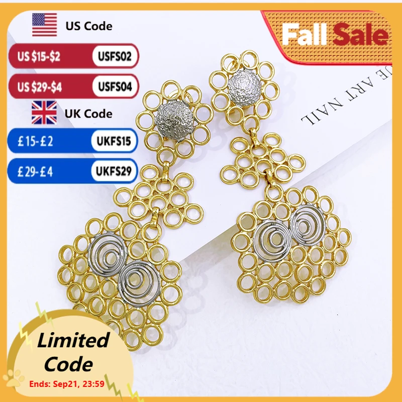 

Long Earrings For Women Gold Color Big Drop Earrings Dubai Fashion Jewelry Wedding Party Gift Trending