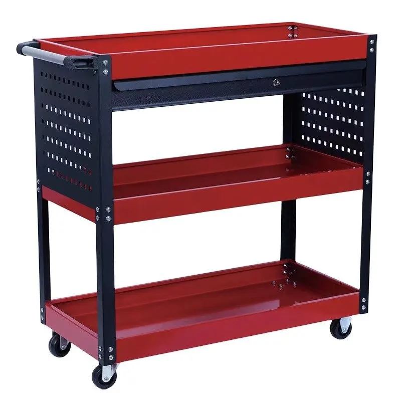 

Tool cart trolley shelf three-layer hand push maintenance storage rack cabinet drawer type auto repair car repair locker