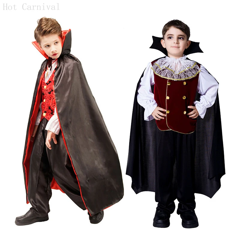 Fantasia de Vampiro Drácula Assustador para Meninos, Fantasia de Halloween, Festa de Carnaval, Trajes Góticos de Vampiro Drácula para Crianças